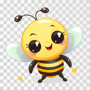 Cute Friendly Bee Cartoon Happy PNG picture