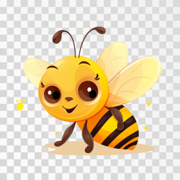 Cute Friendly Bee Cartoon Happy PNG picture