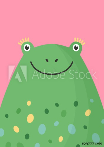 Cute frog head flat vector illustration Cute frog head flat vector illustration