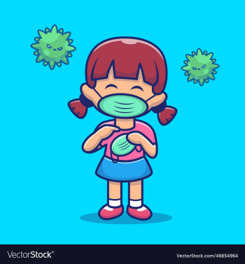 cute girl hold and wearing medical mask cartoon cute girl hold and wearing medical mask cartoon