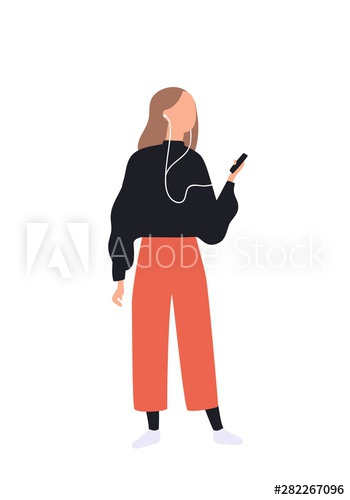 Cute girl listening to music via smartphone Cute girl listening to music via smartphone