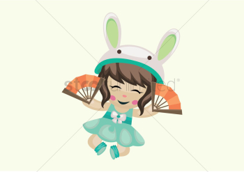 Cute girl with chinese fan