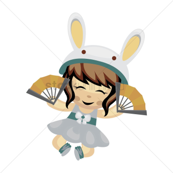 Cute girl with chinese fan