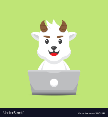 cute goat working with laptop cute goat working with laptop