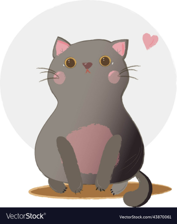 cute gray cat with pink heart cute gray cat with pink heart