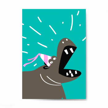 Cute hippopotamus wearing a party hat cartoon.. | Free stock vector - 477074 Cute hippopotamus wearing a party hat cartoon.. | Free stock vector - 477074