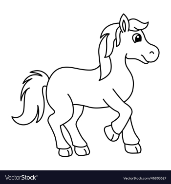 cute horse cartoon coloring page for kids