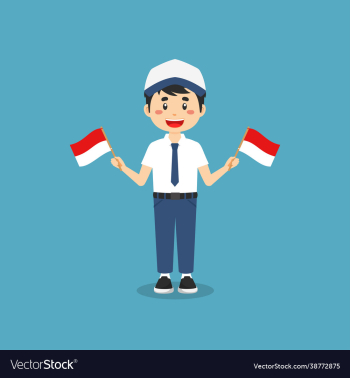 cute indonesian junior high school holding flag cute indonesian junior high school holding flag