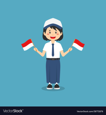 cute indonesian junior high school holding flag cute indonesian junior high school holding flag
