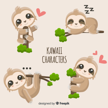 Cute kawaii characters Free Vector Cute kawaii characters Free Vector