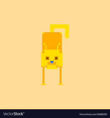 Cute kitten domestic pet pixel art vector image Cute kitten domestic pet pixel art vector image