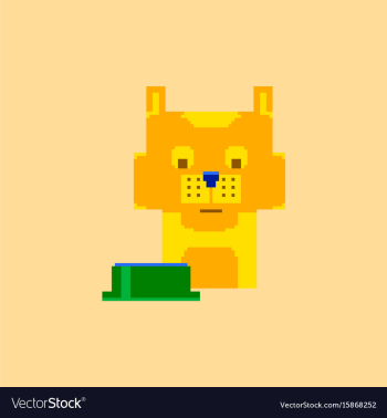 Cute kitten domestic pet pixel art vector image Cute kitten domestic pet pixel art vector image