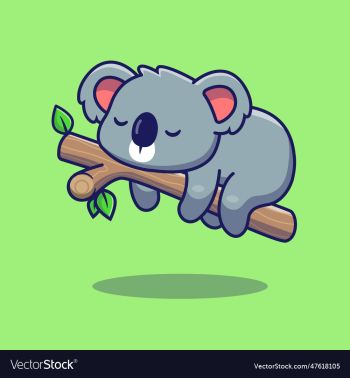 cute koala sleeping on tree cartoon