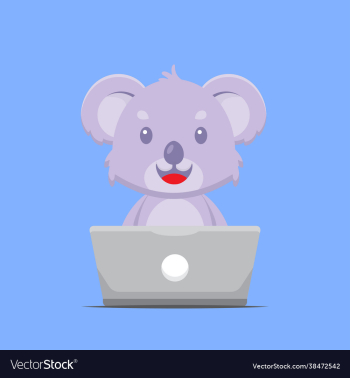 cute koala working with laptop cute koala working with laptop