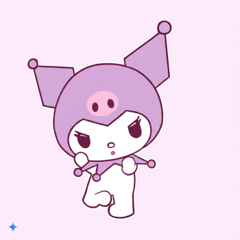Cute Kuromi Character in Playful Pose Cute Kuromi Character in Playful Pose