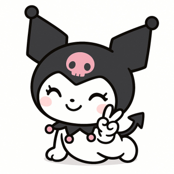 Cute Kuromi Character with Peace Sign Cute Kuromi Character with Peace Sign