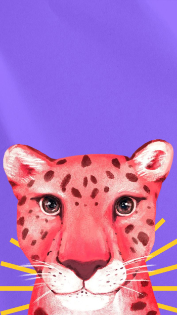 Cute leopard iPhone wallpaper, purple | Free Photo Illustration - rawpixel