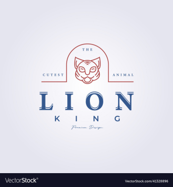 cute lion king vintage line logo smiling mascot cute lion king vintage line logo smiling mascot
