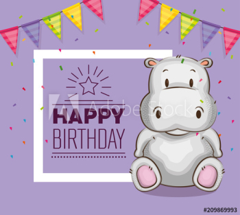 cute little hippo birthday card design cute little hippo birthday card design