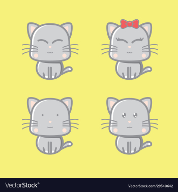 cute little kitty mascot design set