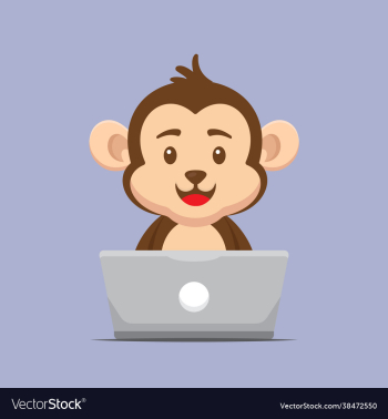 cute monkey working with laptop cute monkey working with laptop