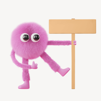 Cute monster holding sign, 3D | Free Photo - rawpixel Cute monster holding sign, 3D | Free Photo - rawpixel
