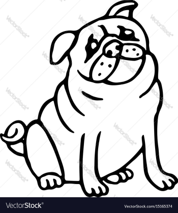 Cute outline pug isolated vector image Cute outline pug isolated vector image