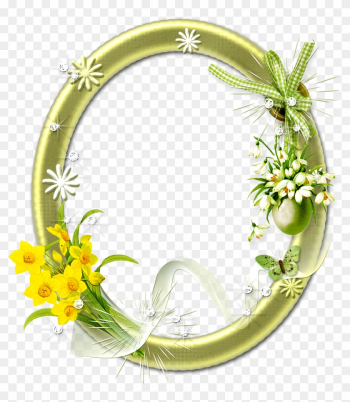 Cute Oval Flower Frame Png - Frame With Flowers Png