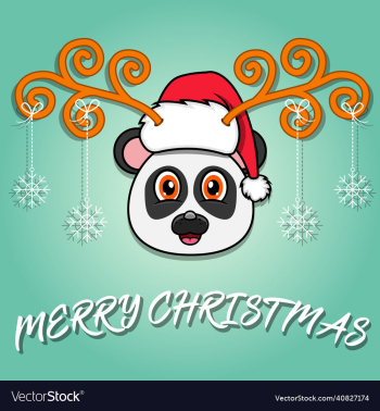 cute panda head cartoon christmas card wearing cute panda head cartoon christmas card wearing