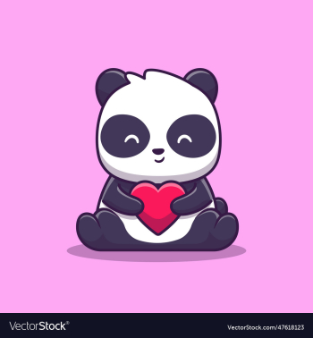 cute panda holding love cartoon