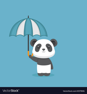 cute panda holding umbrella