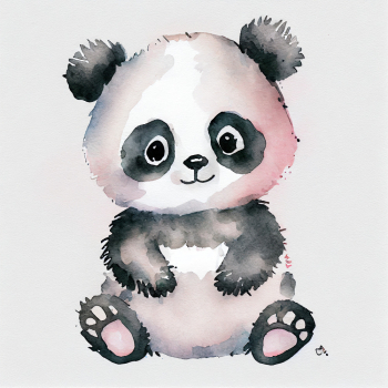 Cute panda sitting, watercolor
