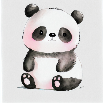 Cute panda sitting, watercolor