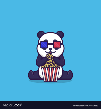 cute panda watching cinema eating pop corn cute panda watching cinema eating pop corn