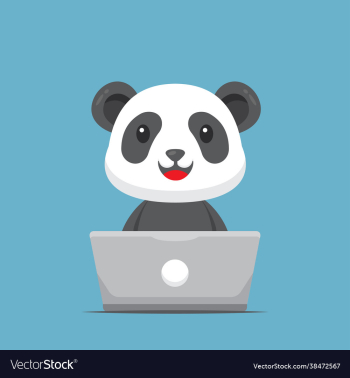 cute panda working with laptop cute panda working with laptop