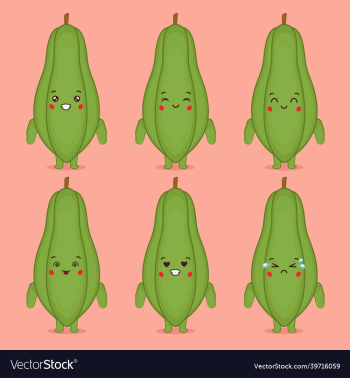 cute papaya with various expression cute papaya with various expression
