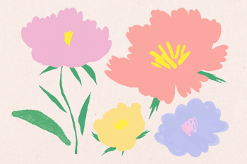 Cute pastel colored flower psd botanical illustration Cute pastel colored flower psd botanical illustration