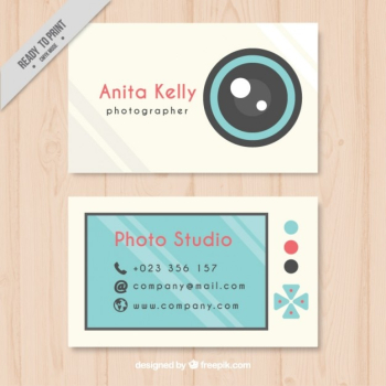 Cute photography business card, flat style