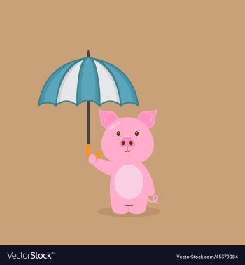 cute pig holding umbrella cute pig holding umbrella