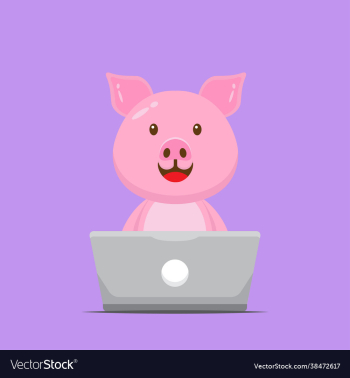 cute pig working with laptop cute pig working with laptop