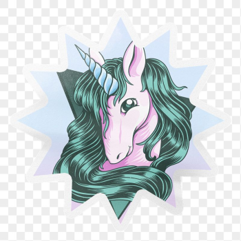 Cute png unicorn, starburst clipart | Free PNG - rawpixel