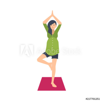 Cute pregnant woman practicing yoga exercise