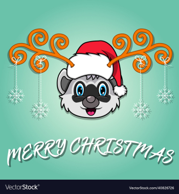 cute raccoon head cartoon christmas card wearing cute raccoon head cartoon christmas card wearing