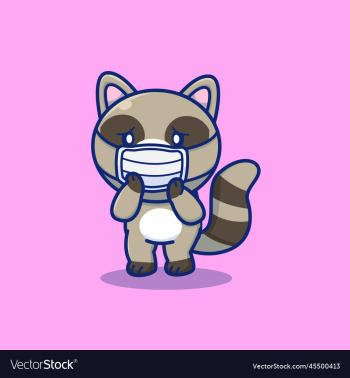 cute raccoon wearing medical mask cartoon cute raccoon wearing medical mask cartoon