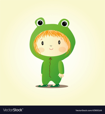cute red-haired girl in a frog costume cute red-haired girl in a frog costume