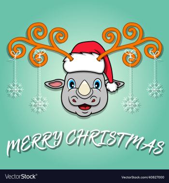 cute rhino head cartoon christmas card wearing cute rhino head cartoon christmas card wearing