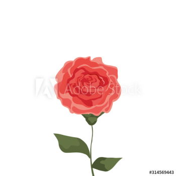 cute rose with branch and leafs design cute rose with branch and leafs design