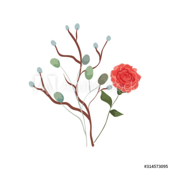 cute rose with branches and leafs design cute rose with branches and leafs design