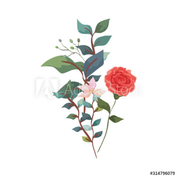 cute rose with flower and leafs design cute rose with flower and leafs design