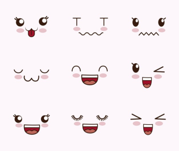 Cute set of faces kawaii Free Vector Cute set of faces kawaii Free Vector